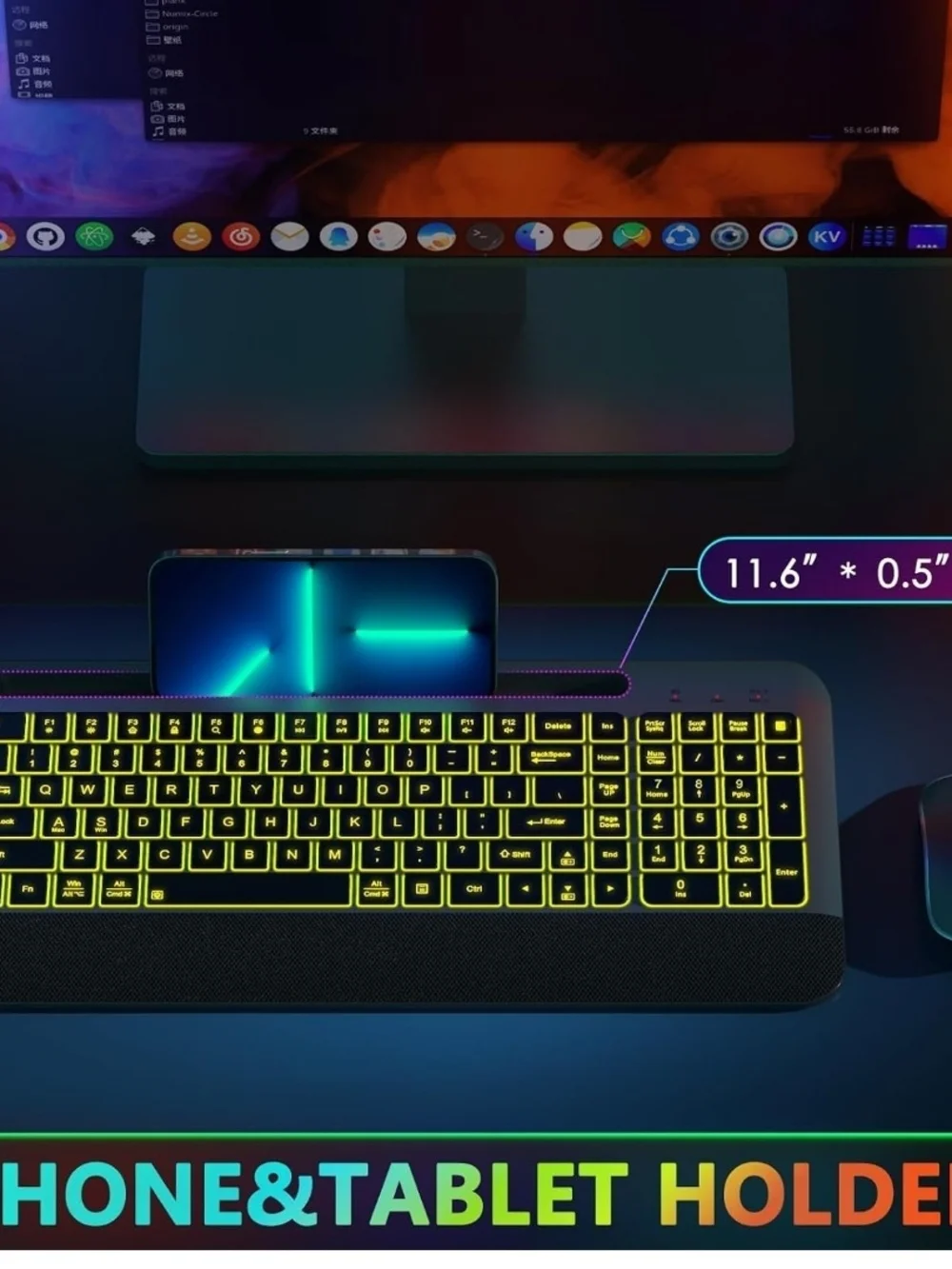 JOYACCESS RGB Wireless Keyboard Mouse Combo Silent Rechargeable USB-C Gray